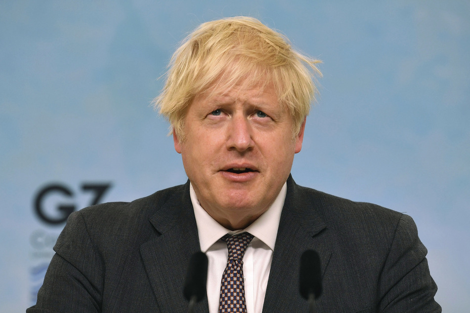 Boris Johnson, Premierminister von Großbritannien spricht während einer Pressekonferenz.