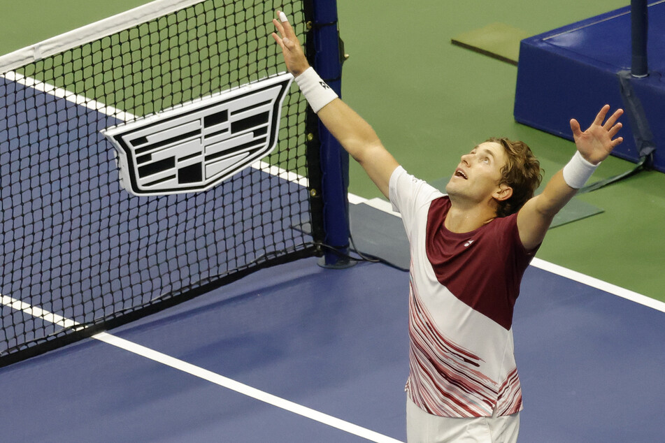 Casper Ruud of Norway celebrates after his match against Matteo Berrettini of Italy on day nine of the 2022 US Open.