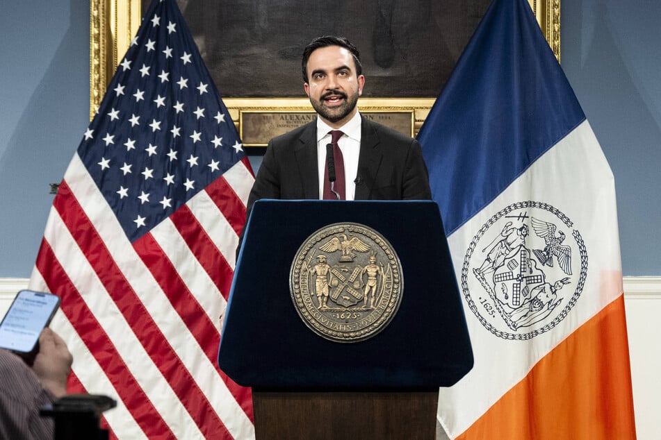 New York City Mayor Zohran Mamdani speaks during a press conference at City Hall on February 17, 2026.