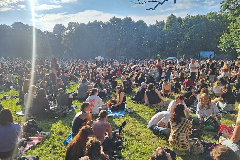 Bei bestem Sommerwetter begann das Parkkonzert auf der großen Wiese gleich neben der Sachsenbrücke.