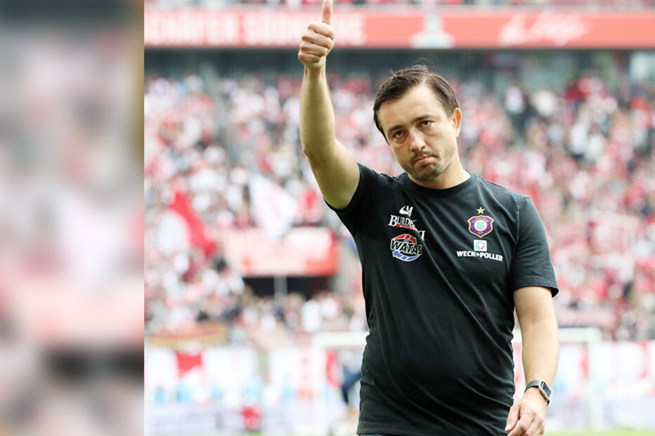 Daumen hoch! Darauf hofft Aue-Coach Daniel Meyer heute Abend. Im Hinspiel schnupperte der FCE bis zur 69. Minute an einer Überraschung, verlor dann aber doch mit 1:3. Hauptgrund: viel zu schnelle Ballverluste.