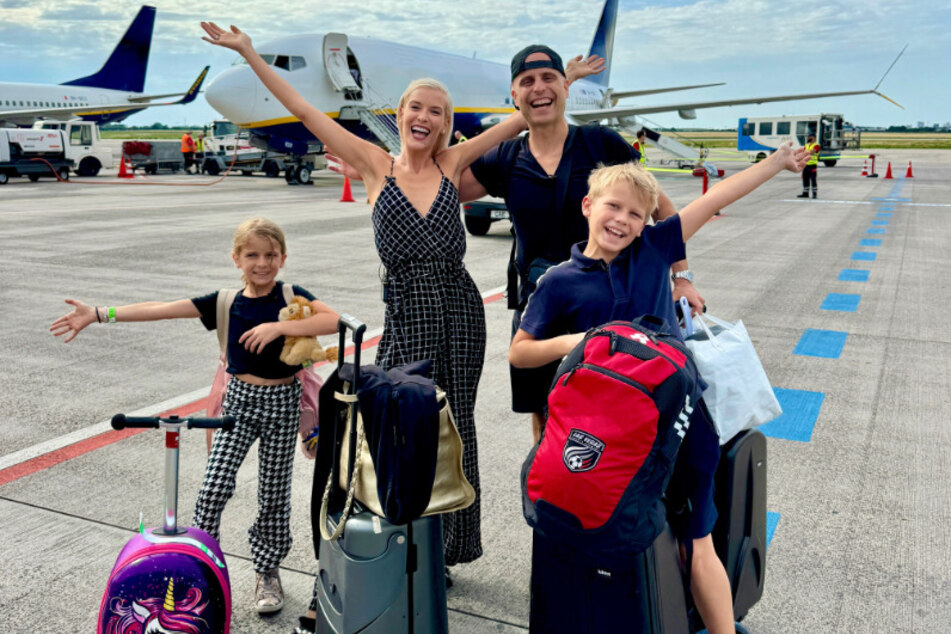 Sind wieder von der Weltreise zurück: Oksana Kolenitchenko (36), Ehemann Daniel (41) und die Kinder Arielle (7) und Milan (9).