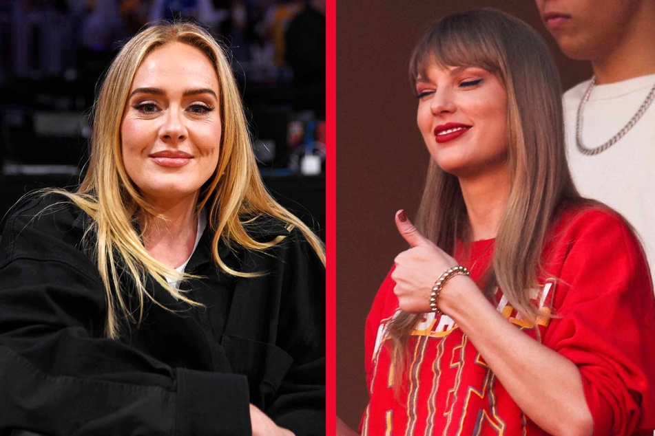 Adele (l.) is not tolerating any Taylor Swift (r.) hate ahead of the Super Bowl!
