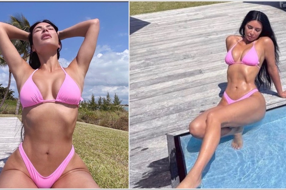 Kim Kardashian is a pink dream while modeling a bikini set on Instagram.