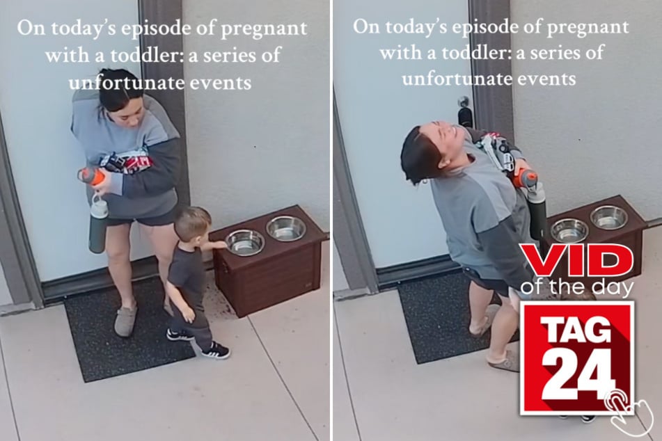 This pregnant mom's accidental water bottle bonk has TikTok cracking up!