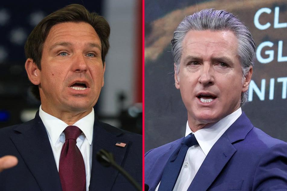 California Governor Gavin Newsom (r.) trolled Florida Governor Ron DeSantis in an X post as the two renewed their feud.