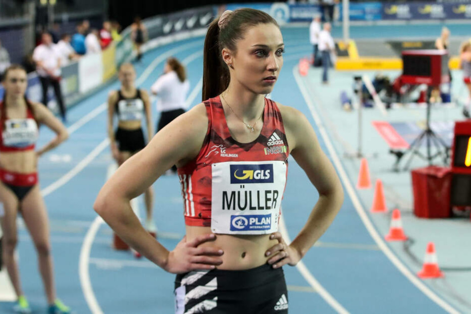 Sprinterin Laura Müller bei der Deutschen Hallenmeisterschaft am 22. Februar in Leipzig.