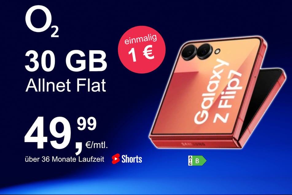 Das Samsung Galaxy Z Flip7 im o2 Mobile M für einmalig 1 Euro.