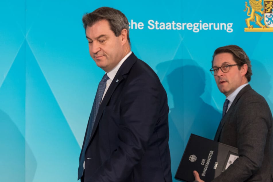 Markus Söder (l, CSU), Ministerpräsident von Bayern und Andreas Scheuer (CSU), Bundesverkehrsminister.