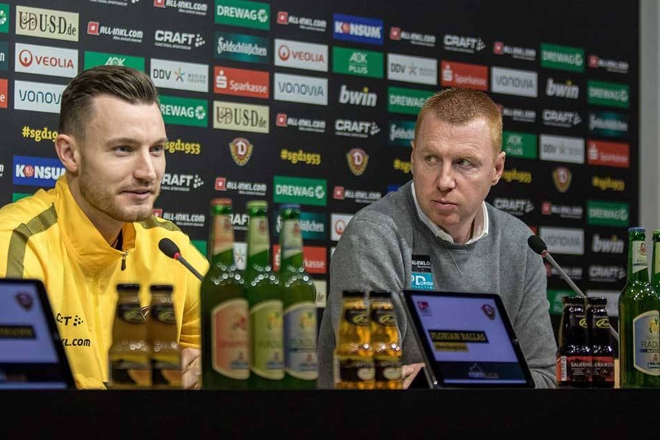 Auf der Pressekonferenz nahm Florian Ballas (l.) Freitag neben Trainer Maik Walpurgis Platz. Für Sonntag hofft Ballas auf einen Einsatz.