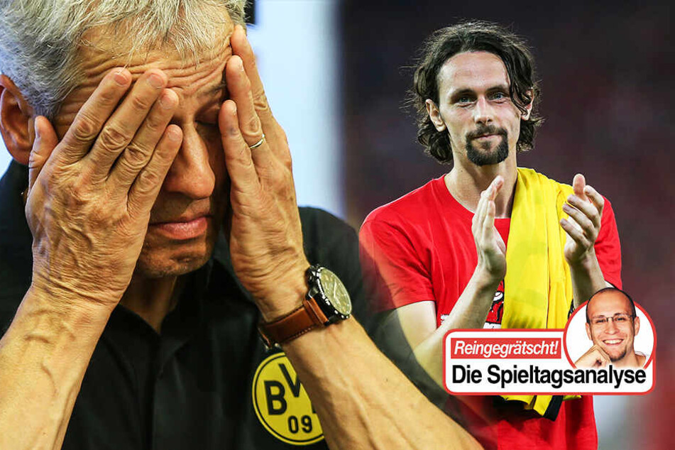 Während Ex-BVB-Star Neven Subotic (r.) mit seinem 1. FC Union Berlin jubeln konnte, musste Dortmund um Coach Lucien Favre einen ersten Rückschlag hinnehmen. (Bildmontage)