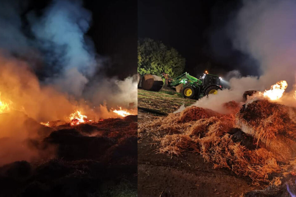 100 Strohballen gingen in Flammen auf, verschreckten die Pferde.