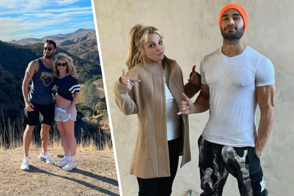 Britney Spears (39) with her boyfriend Sam Asghari (27) in photos from Ashgari's Instagram account (collage).