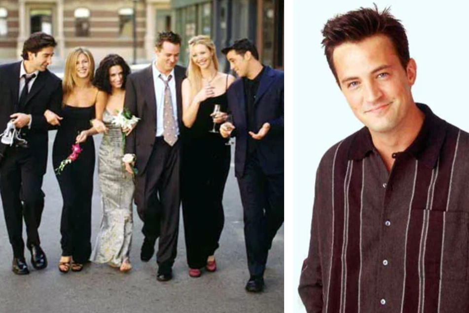 Die "Friends"-Darsteller im linken Bild von links nach rechts: David Schwimmer (56), Jennifer Aniston (54), Courteney Cox (59), Matthew Perry (†54), Lisa Kudrow (60) und Matt LeBlanc (56).
