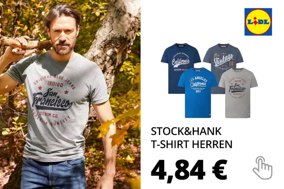 Stock&Hank T-Shirt Herren, mit Vorderprint, Stretchstoff, aus reiner Baumwolle