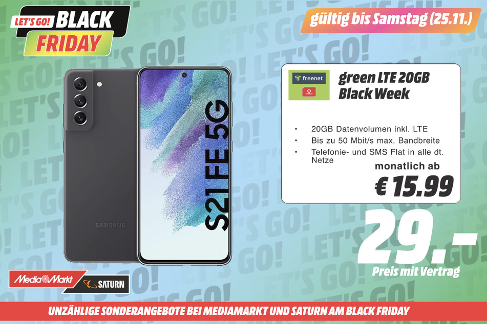 Samsung Galaxy S21 FE im Tarif für nur 15,99 Euro/Monat.