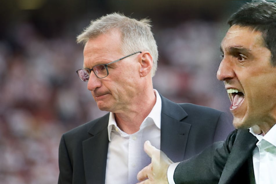 VfB-Sportvorstand Michael Reschke (l.) verpflichtete Tayfun Korkut (r.) im Januar 2018 trotz dessen mageren sportlichen Bilanz bei seinen Ex-Vereinen. (Fotomontage)