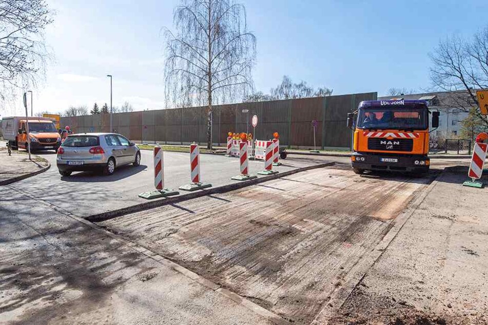 Verwirrend: Baustelle am Ende des Südrings zur Zwickauer Straße.