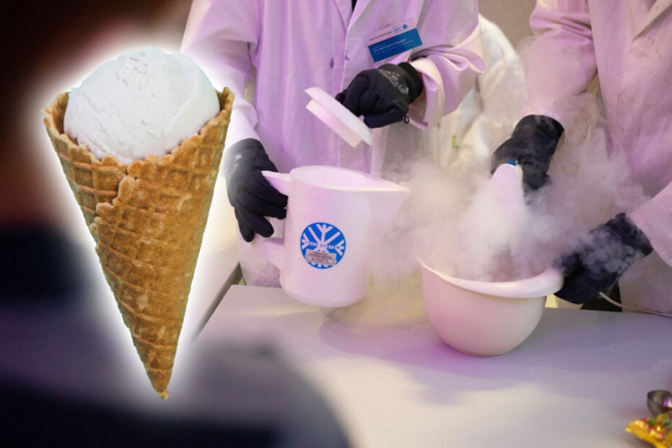 Vor Ort könnt Ihr Euch z.B. an der molekularen Küche ausprobieren und selbst Eis herstellen.
