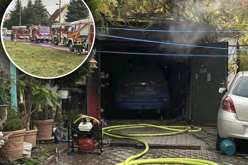 Ofen in Garage gerät in Brand: Feuerwehr mit Großaufgebot im Einsatz