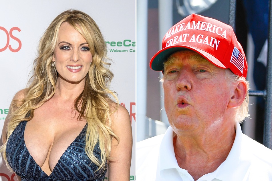 A celebrity athlete claims they heard Donald Trump (r.) brag about having sex with Stormy Daniels numerous times during a golf tournament in 2006.