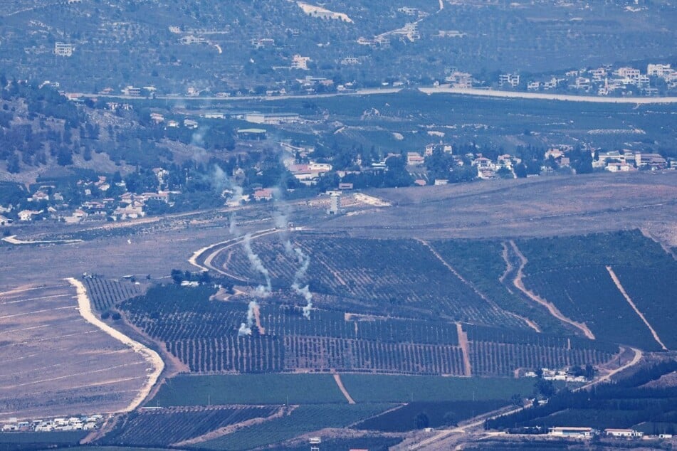 Smoke billows during Israeli bombardment of the Wazzani river area in southern Lebanon on August 6, 2024.