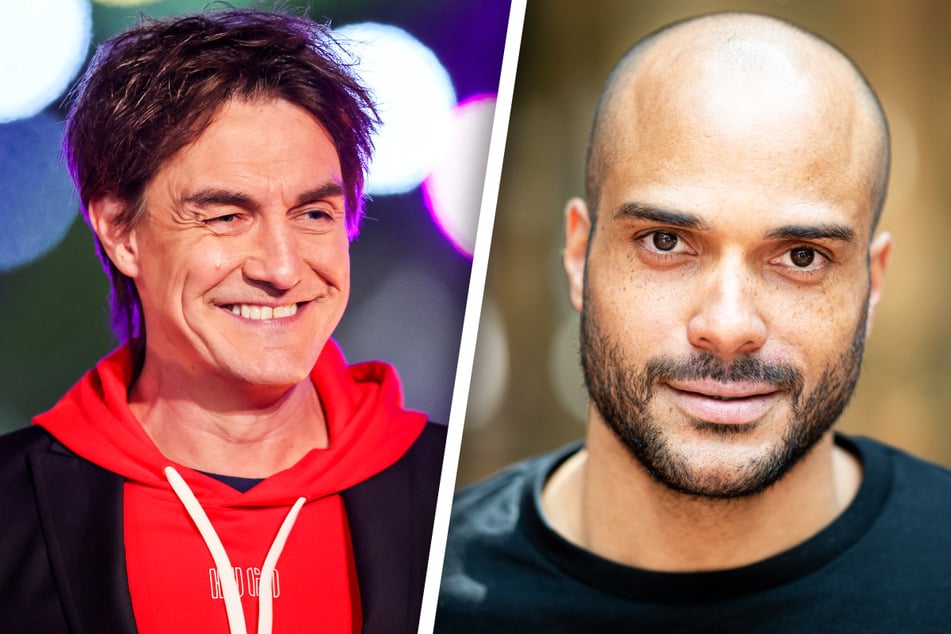 Comedian Matze Knop (51, l.) trat gegen Fußballnationalspieler David Odonkor (42) an.