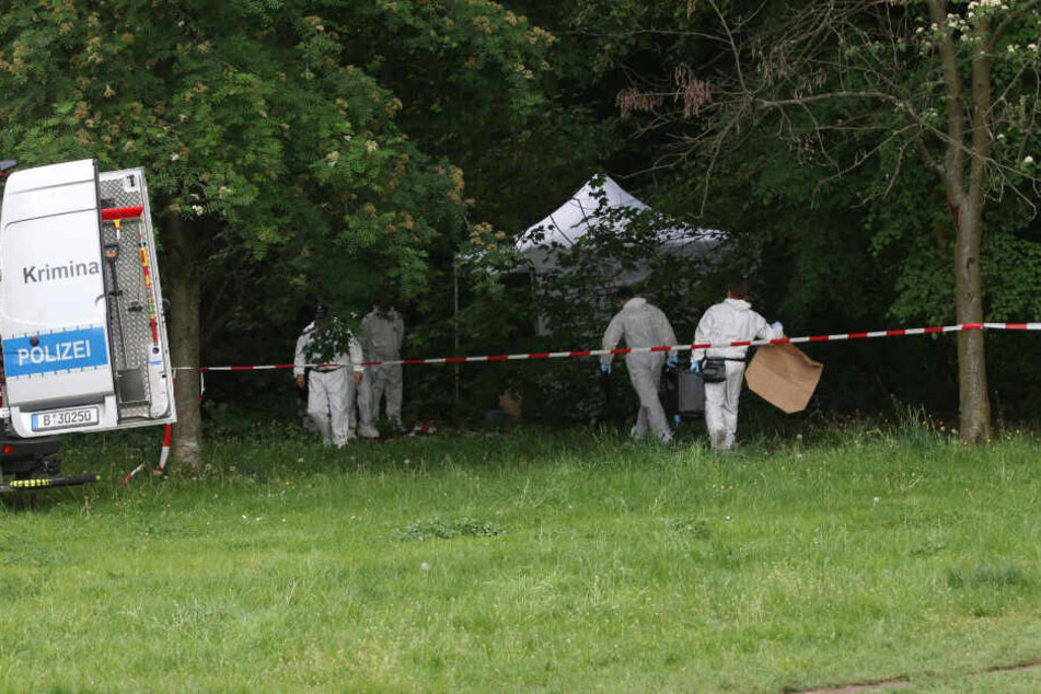 Unweit des sowjetischen Ehrenmals dauerte die Spurensicherung bis in die Nacht.