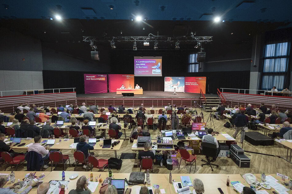 In der Bautzner Stadthalle Krone wurde der Landesparteitag des BSW Sachsen durchgeführt.