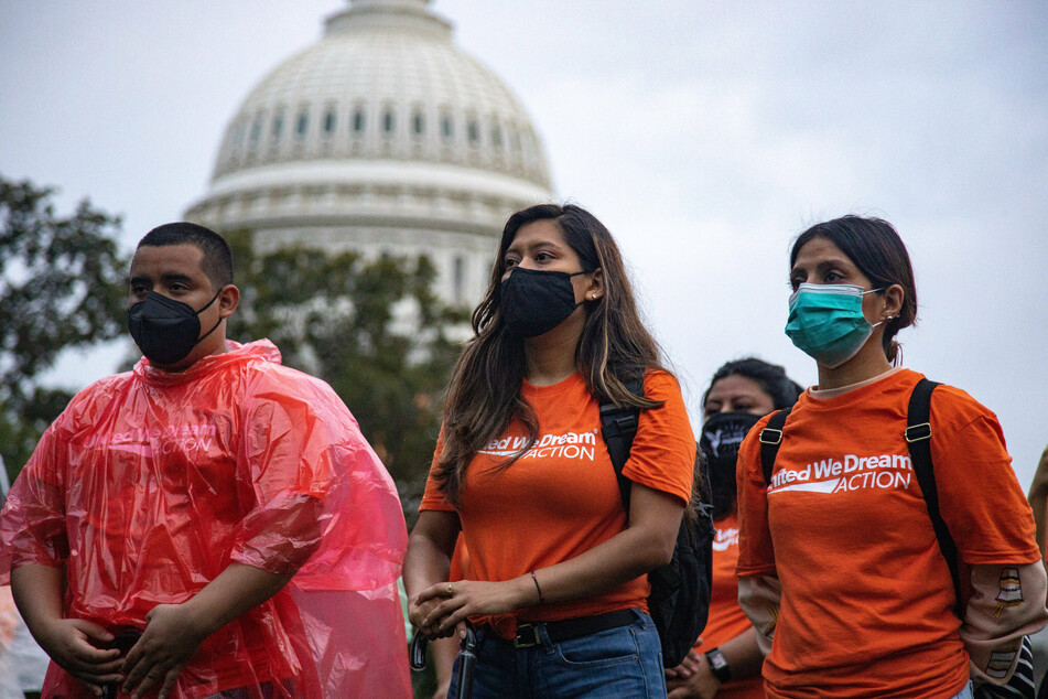 Demonstrators with the United We Dream organization gather at the US Capitol on September 22, 2021 to advocate for a pathway to citizenship for millions of immigrants.