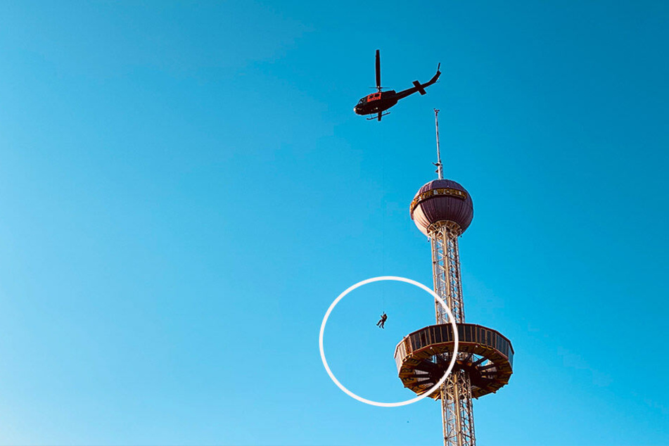 Per Helikopter müssen die Besucher gerettet werden.