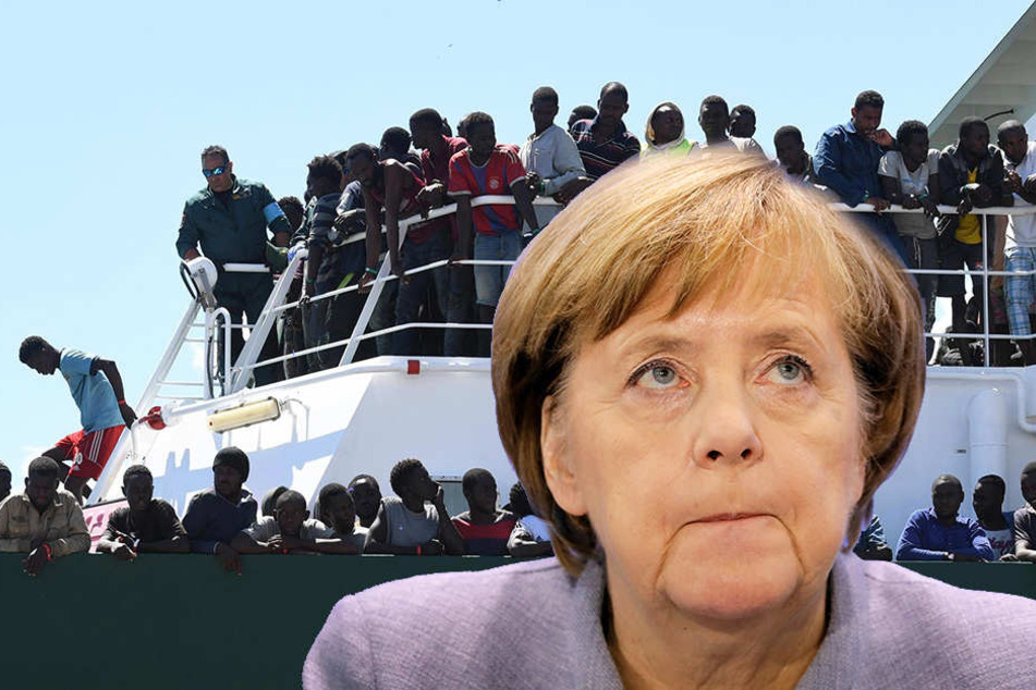Hunderttausende junge Afrikaner sollen zur Ausbildung nach Europa kommen? CDU-Politikerin Angela Merkel ist skeptisch (Bildmontage).