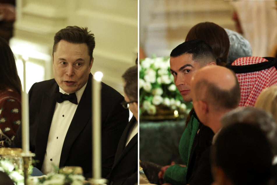 Elon Musk (l.) and Cristiano Ronaldo were among the star guests at a White House dinner hosted by President Donald Trump for Saudi Crown Prince Mohammed bin Salman.