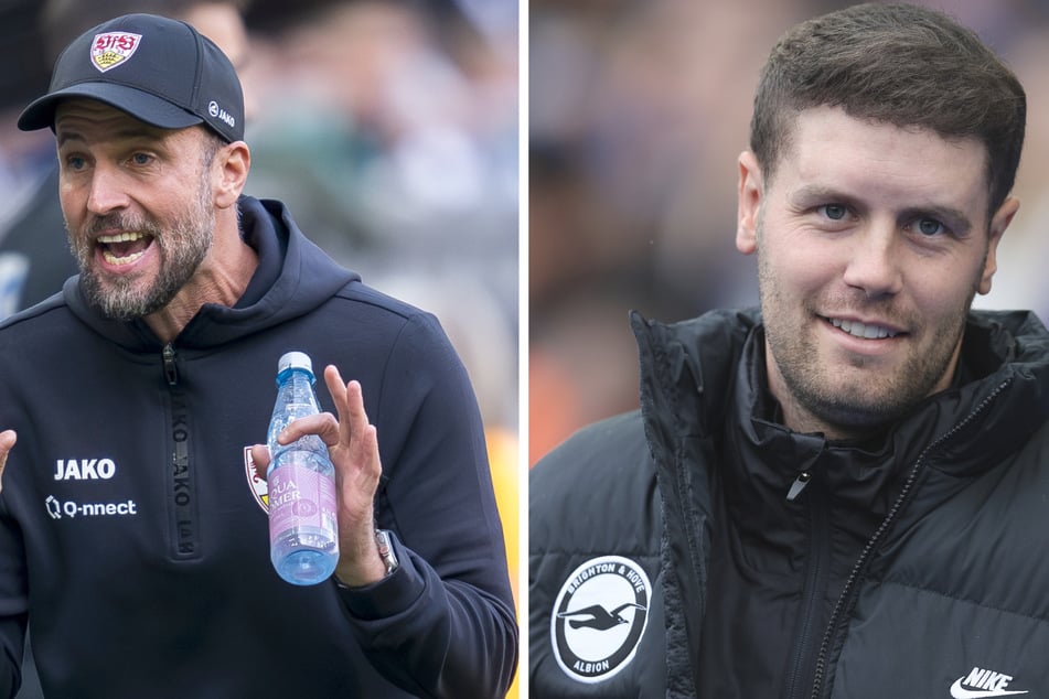 Stehen angeblich auf einer vereinsinternen Liste als mögliche Trainerkandidaten: VfB-Stuttgart-Coach Sebastian Hoeneß (42, l.) und der Trainer von Premier-League Klub Brighton Fabian Hürzeler (31, r.).