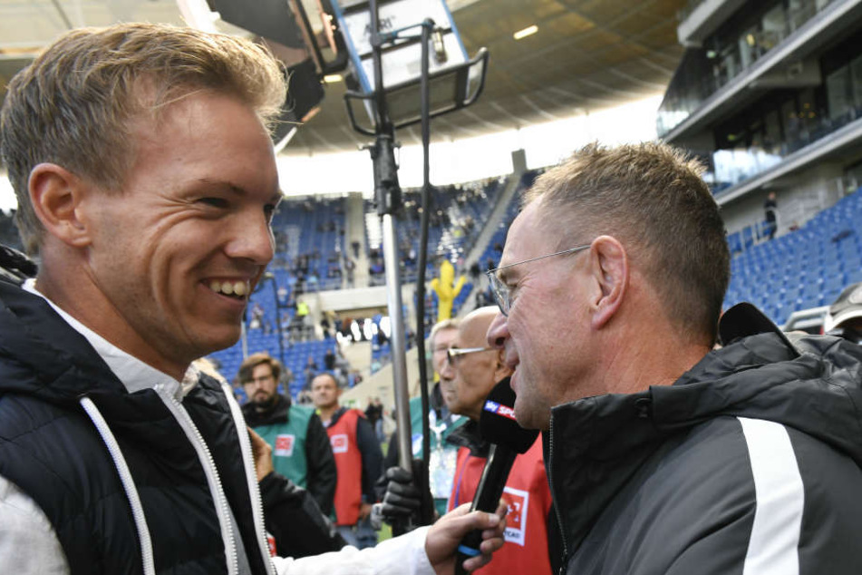 Am Samstag Konkurrenten, ab nächstem Sommer Kollegen: Hoffenheim-Trainer Julian Nagelsmann (l.) und Leipzigs Coach und Sportdirektor Ralf Rangnick.