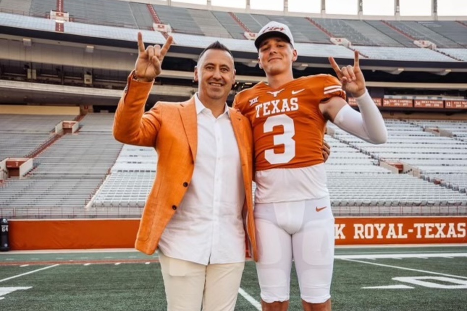 Freshman quarterback Trey Owens (r.) has been making strides with the Longhorns football team as the newest passer on the roster.