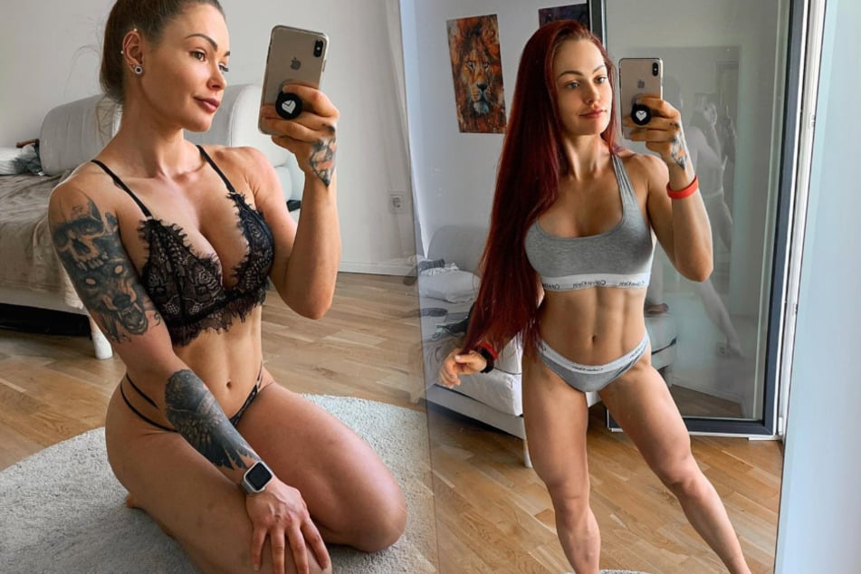 Die Fotomontage zeigt zwei Fotos aus dem Instagram-Profil von Fitness-Influencerin Lea Künzl alias "LeaLovesLifting" (22).