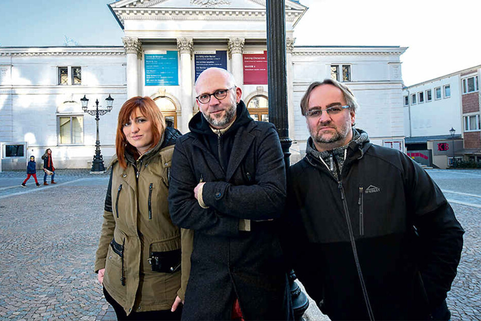 Vivien Krause (20), Robby Jahnke-Brückmann (40) und Pieter Müller (47, v.li.) drehen zusammen die Krimiserie.