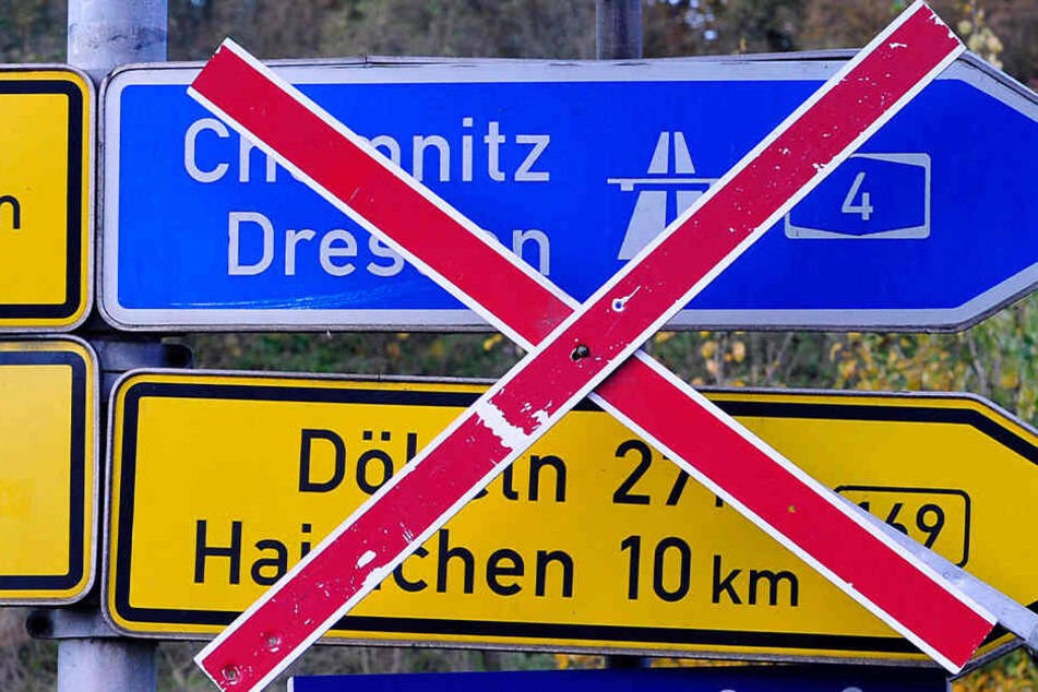 Die A4-Auffahrt Hainichen (in Richtung Chemnitz), ist derzeit gesperrt. (Archivbild)