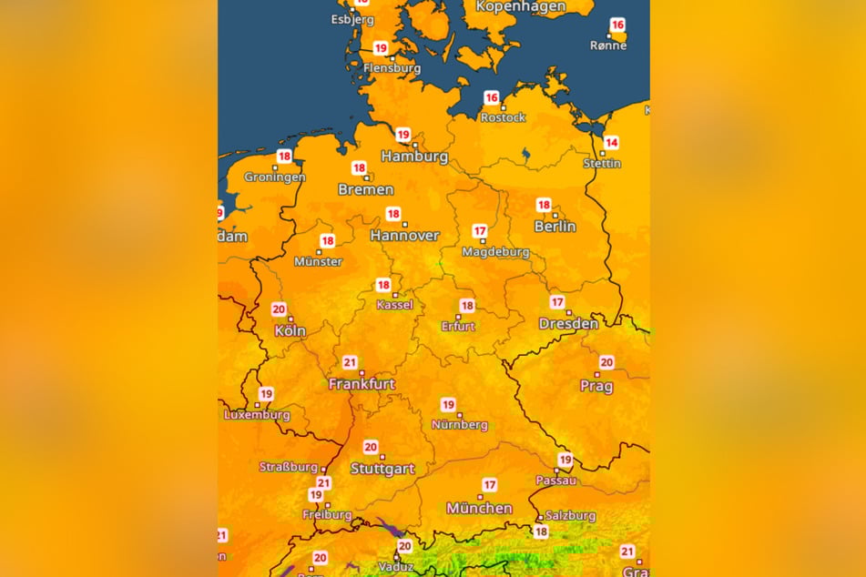 Am Samstag, dem 23. August 2025, sollen die Temperaturen nur noch auf maximal 22 Grad Celsius klettern.