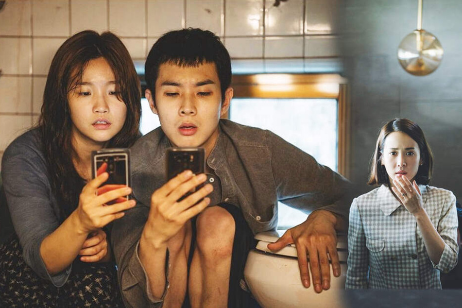 Kim Ki-woo (M., Woo-sik Choi) und seine Schwester Kim Ki-jung (l., So-dam Park) finden bei Park Yeon-kyo (Yeo-jeong Jo) eine gut bezahlte Anstellung.