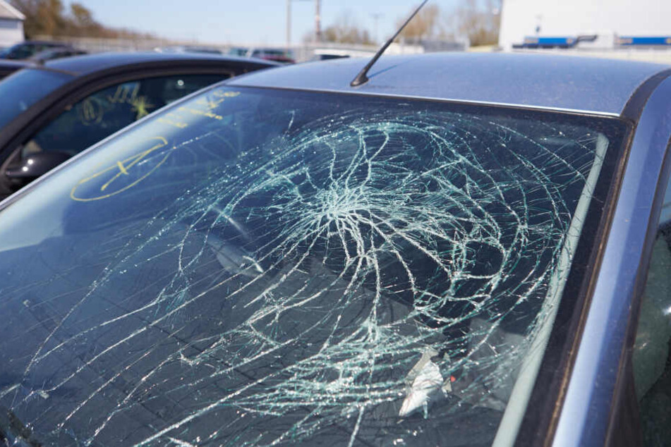 Die Windschutzscheibe des Autos wurde stark beschädigt. (Symbolbild)