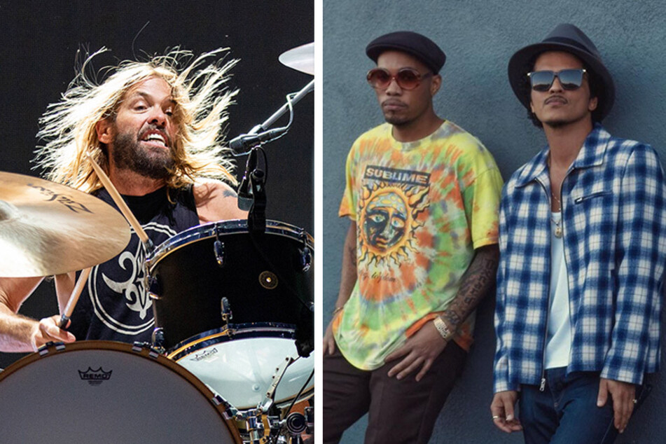 Silk Sonic (r.) was named as the opener for the 64th Annual Grammy Awards, where a tribute for Taylor Hawkins (l.) is in the works.