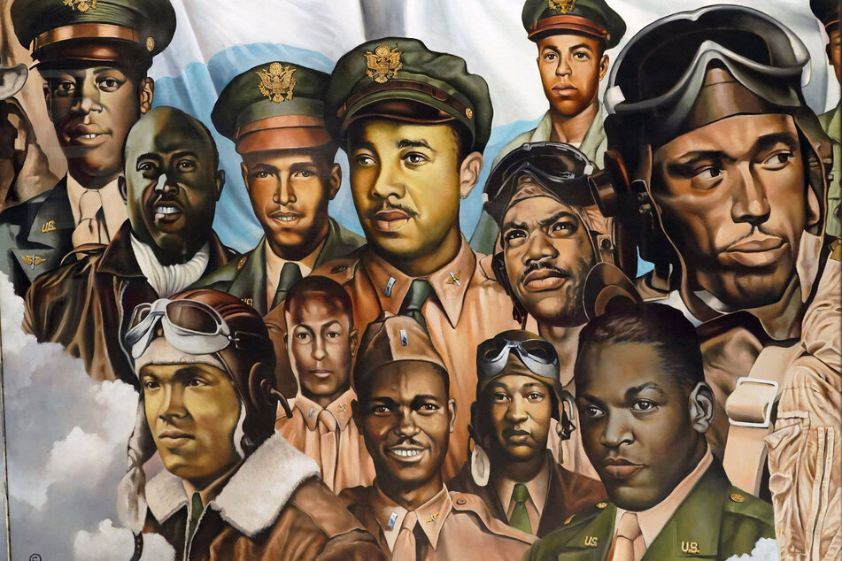 The Tuskegee Airmen are featured on the Black American s In Flight mural on display at St. Louis-Lambert International Airport.