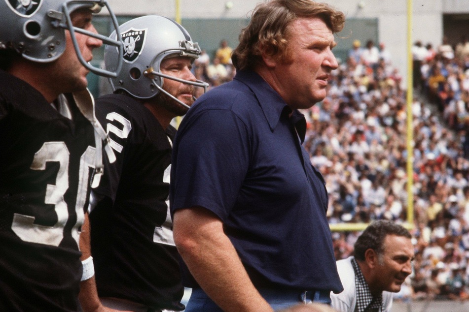John Madden coaching the Raiders in 1976, when the team won the Super Bowl.