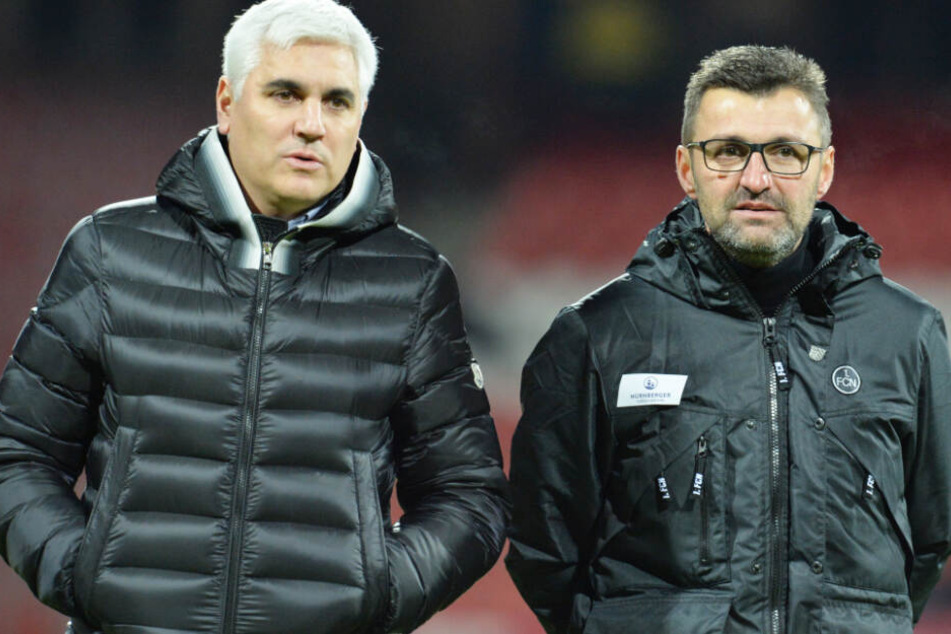 Andreas Bornemann (l.) hat Trainer Michael Köllner (r.) bis zuletzt gestützt. (Archivbild)