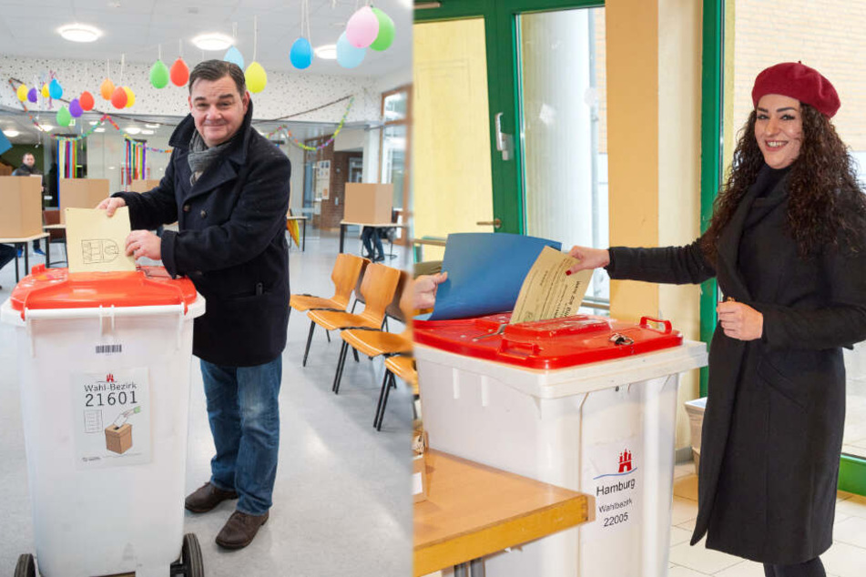 Marcus Weinberg (CDU) und Cansu Özdemir (Linke) geben ihre Stimmen ab.