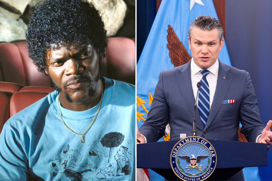 During a recent Pentagon prayer service, Pete Hegseth (r.) quoted a monologue from a famous movie that he claimed was a passage from the Bible.