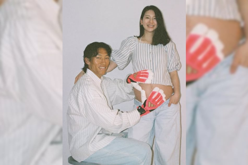 Schweben auf Baby-Wolke sieben: Kim Seung-gyu (35, links) und Kim Jin-kyung (29).
