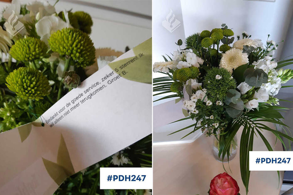 Diesen hübschen Blumenstrauß bekamen die Polizisten in Den Helder.